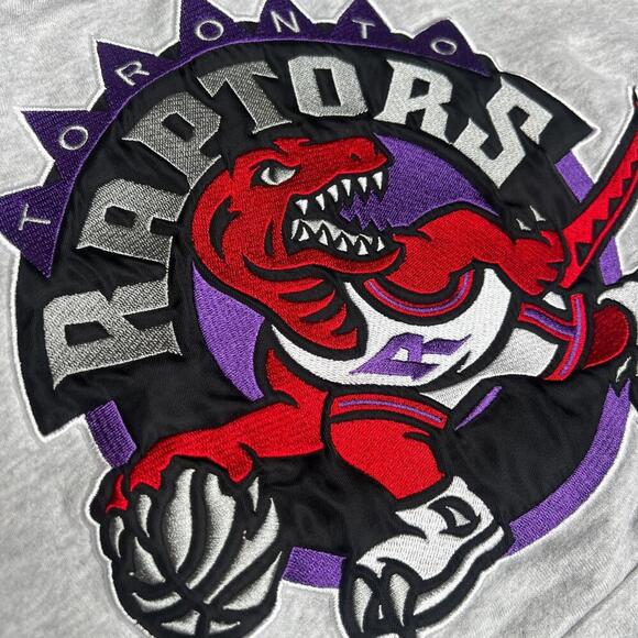 Mitchell & Ness Toronto Raptors Hoodie Medium Gray Retro NBA HWC Pullover Hoodie - Picture 11 of 12